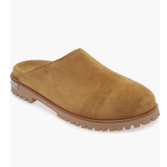 Off white logo plate mules & clogs suede leather brown size 10us brand new